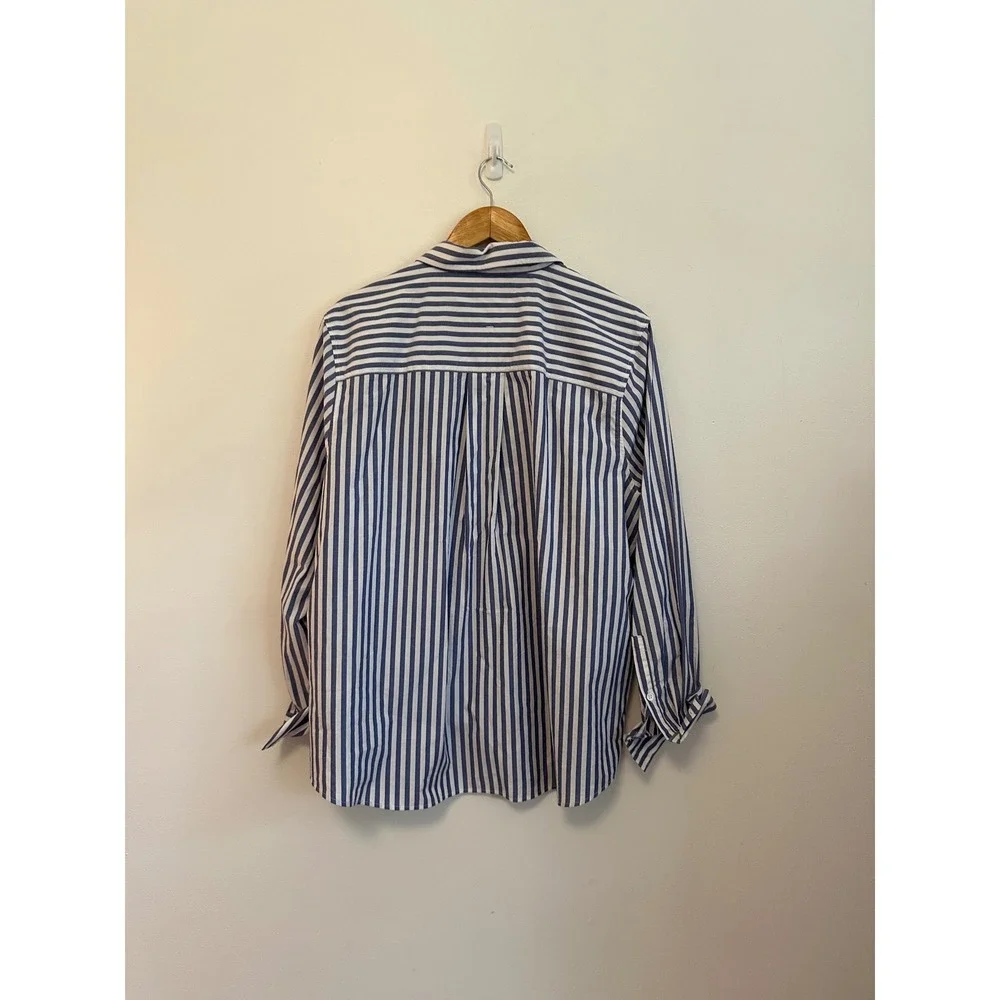 Banana Republic Blue and White Striped Cotton Button Down Shirt | Size XL